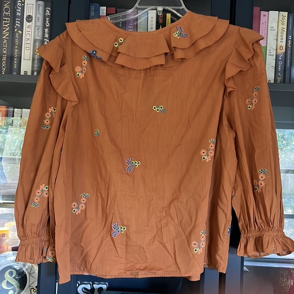 Something Navy Embroidered Ruffle Top - Picture 3 of 4